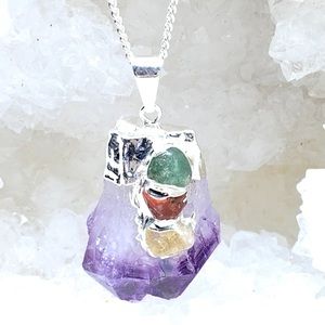 Amethyst Gemstone DOUBLE Terminated Point Necklace